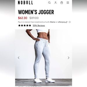 Light grey women’s Nobull joggers.